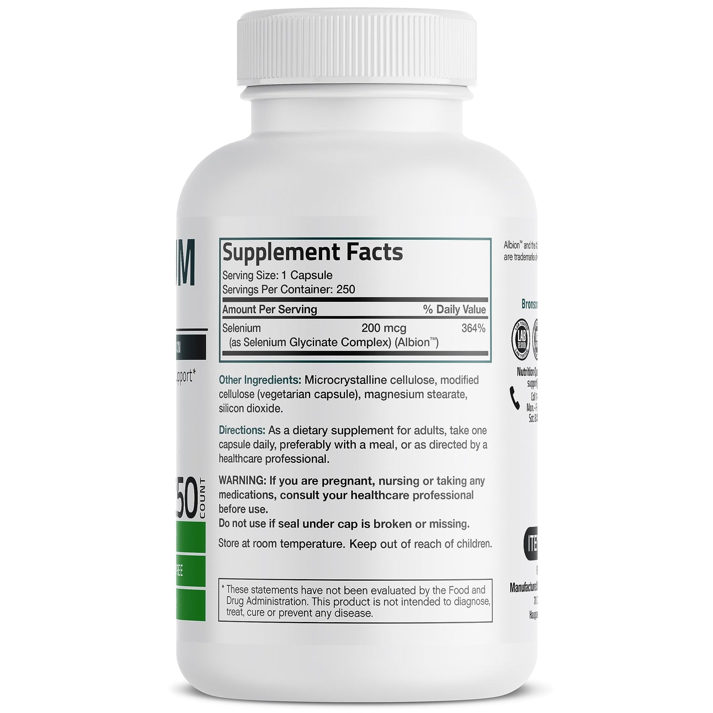 Bronson Selenium 200 mcg – Yeast Free Chelated Amino Acid Complex - Essential Trace Mineral with Superior Absorption BronsonUS supplements
