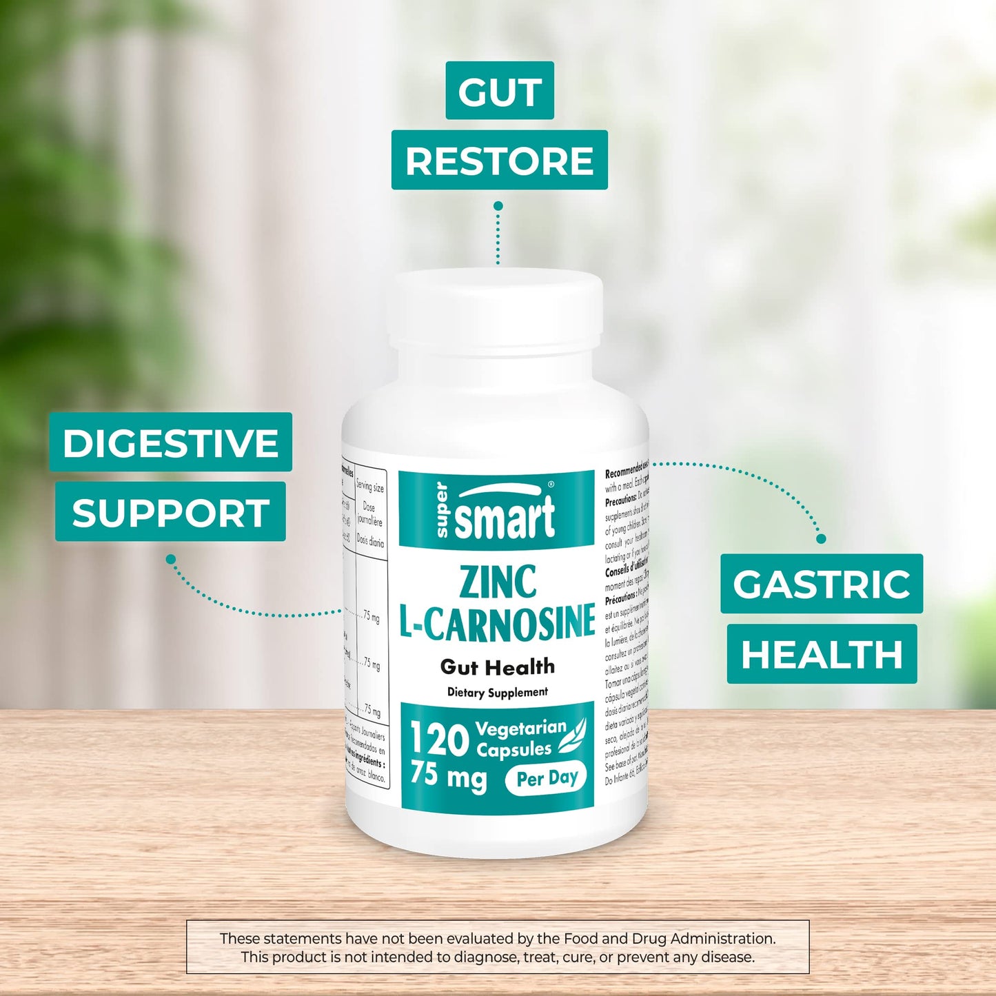 SuperSmart - Zinc L-Carnosine 75mg per Day (Well-Tolerated) - Zinc Carnosine Supplemen SupersmartUS supplements