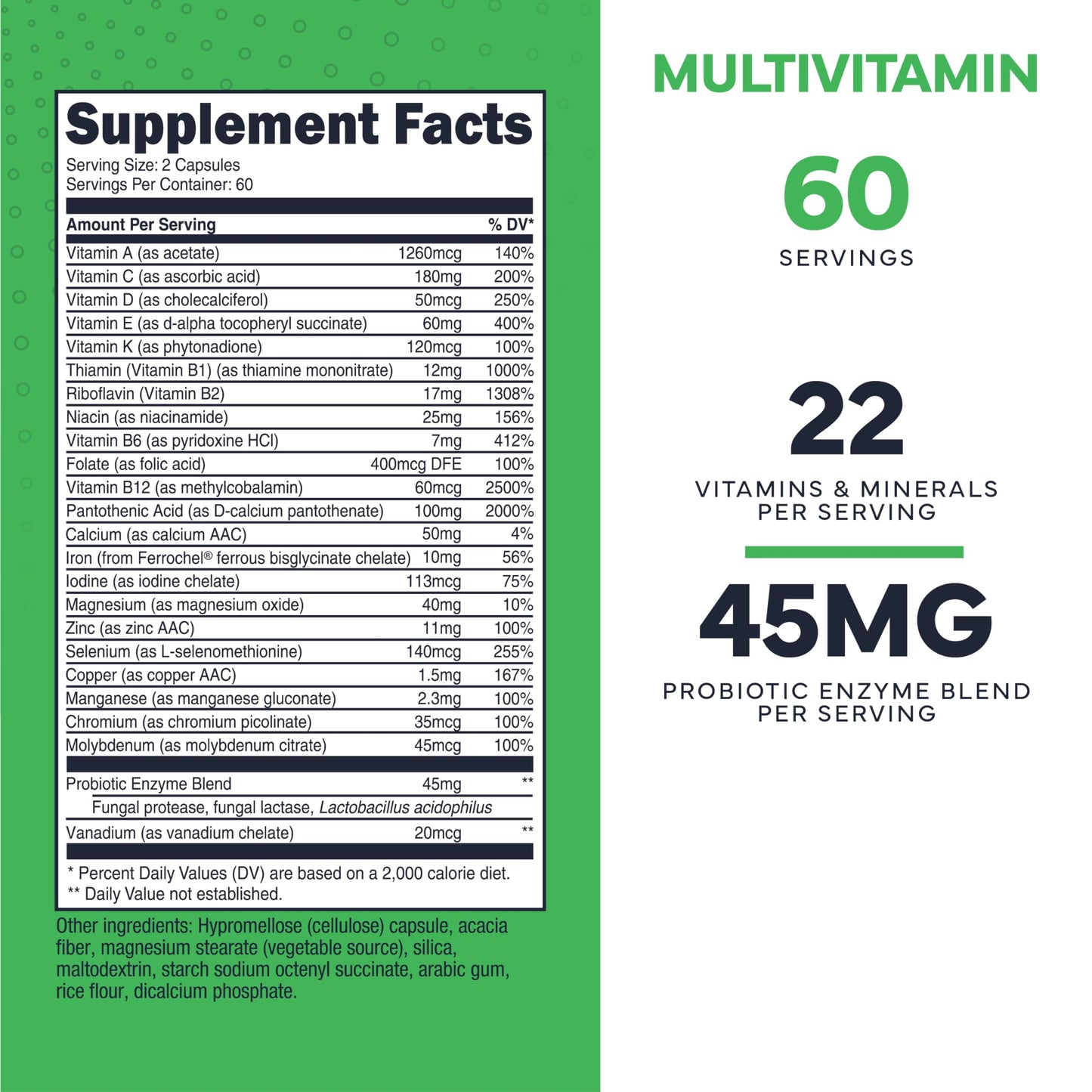 Type Zero Multivitamin Capsules (120 Capsules) (1300 mg) - with Probiotics + 22 Vitamins and Minerals, GMO-Free Type ZeroUS supplements