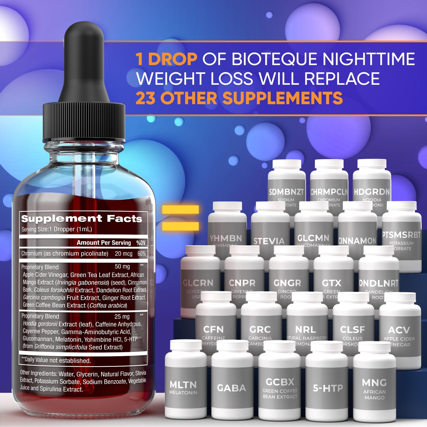 BIOTEQUELAB Night Time Weight Loss Diet Drops - Appetite Control, Fat BIOTEQUELABUS supplements