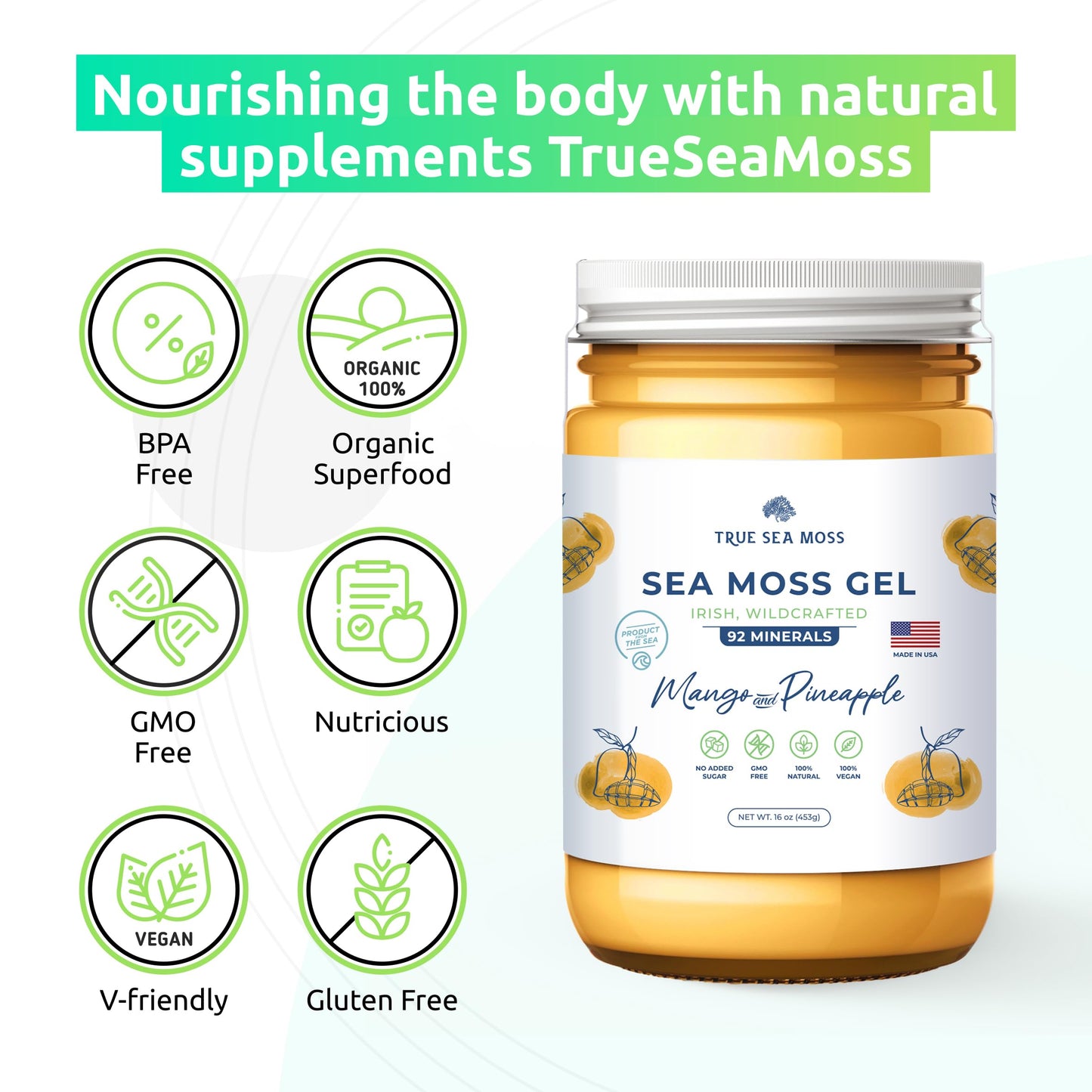 TrueSeaMoss Wildcrafted Irish Sea Moss Gel – Nutritious Organic Raw Seamoss Rich TrueSeaMossUS supplements