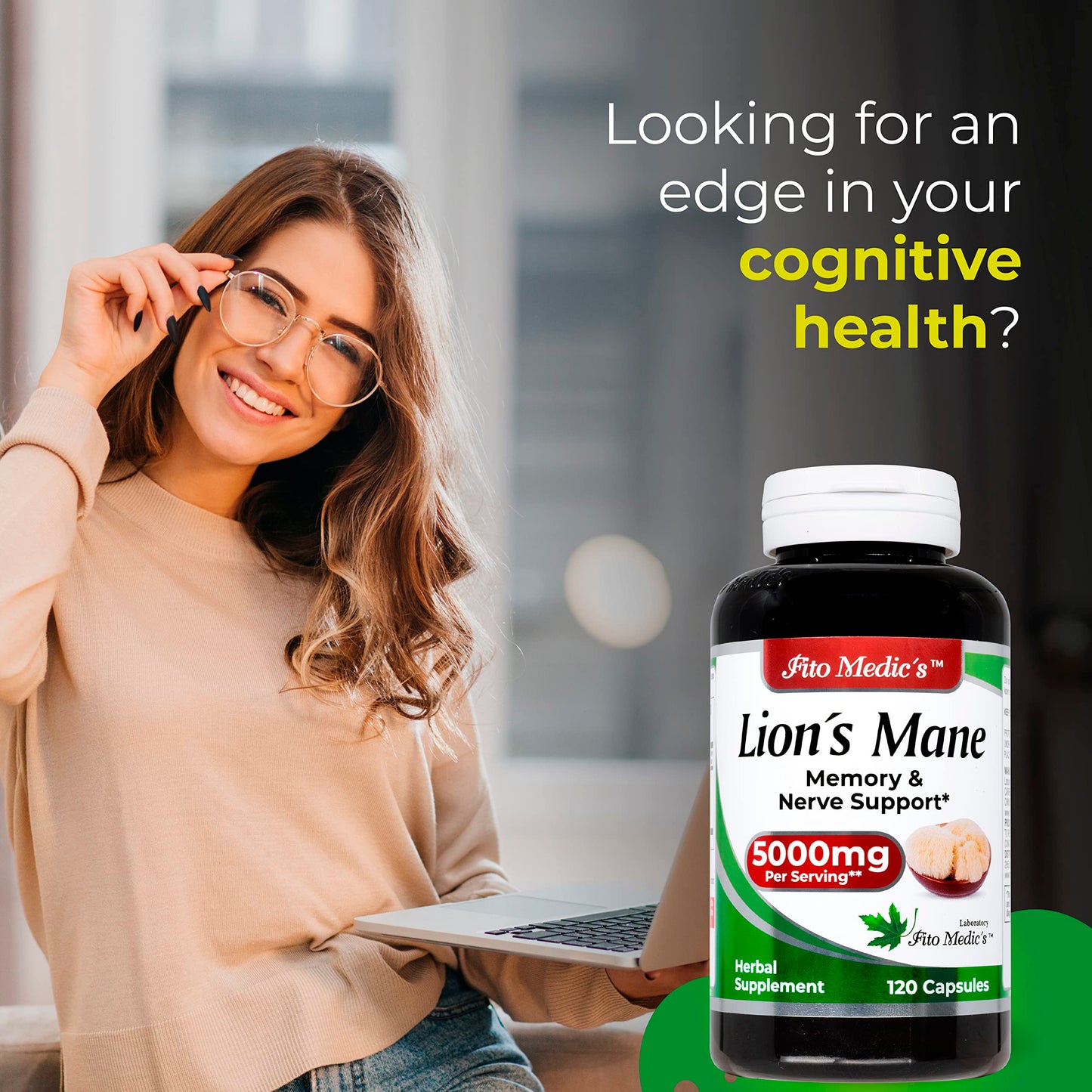 Lab | Lions Mane | 5000 mg per Serving | 120 Capsules | lions mane supplement | lions mane FITO MEDIC'SUS supplements