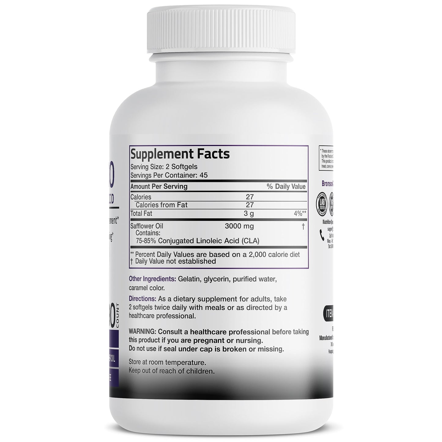 Bronson CLA 3000 Extra High Potency Supports Healthy Weight Managem BronsonUS supplements