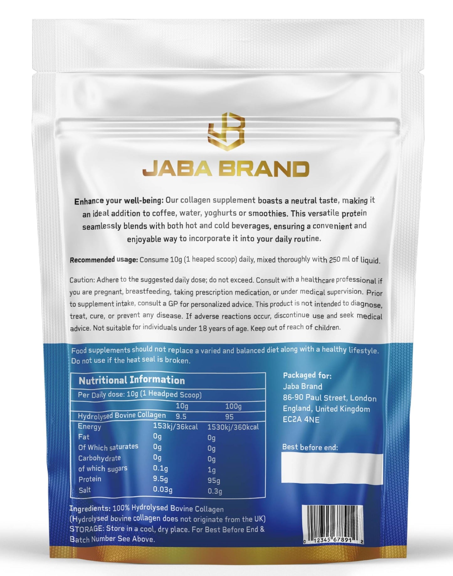 JABA BRAND - Halal Bovine Collagen Protein Powder for Hair, Nails, Joints and Skin JABA BRANDUS supplements