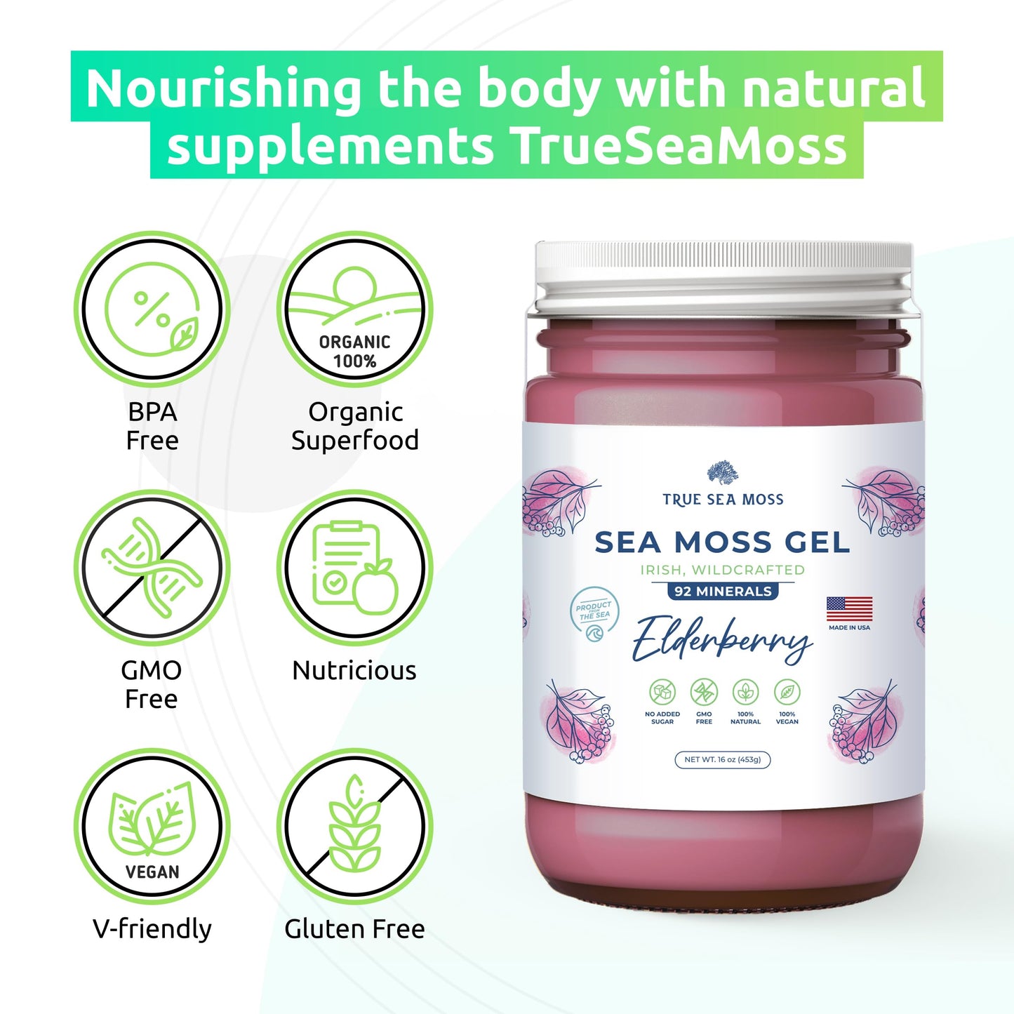 TrueSeaMoss Wildcrafted Irish Sea Moss Gel – Nutritious Organic Raw Seamoss Rich TrueSeaMossUS supplements