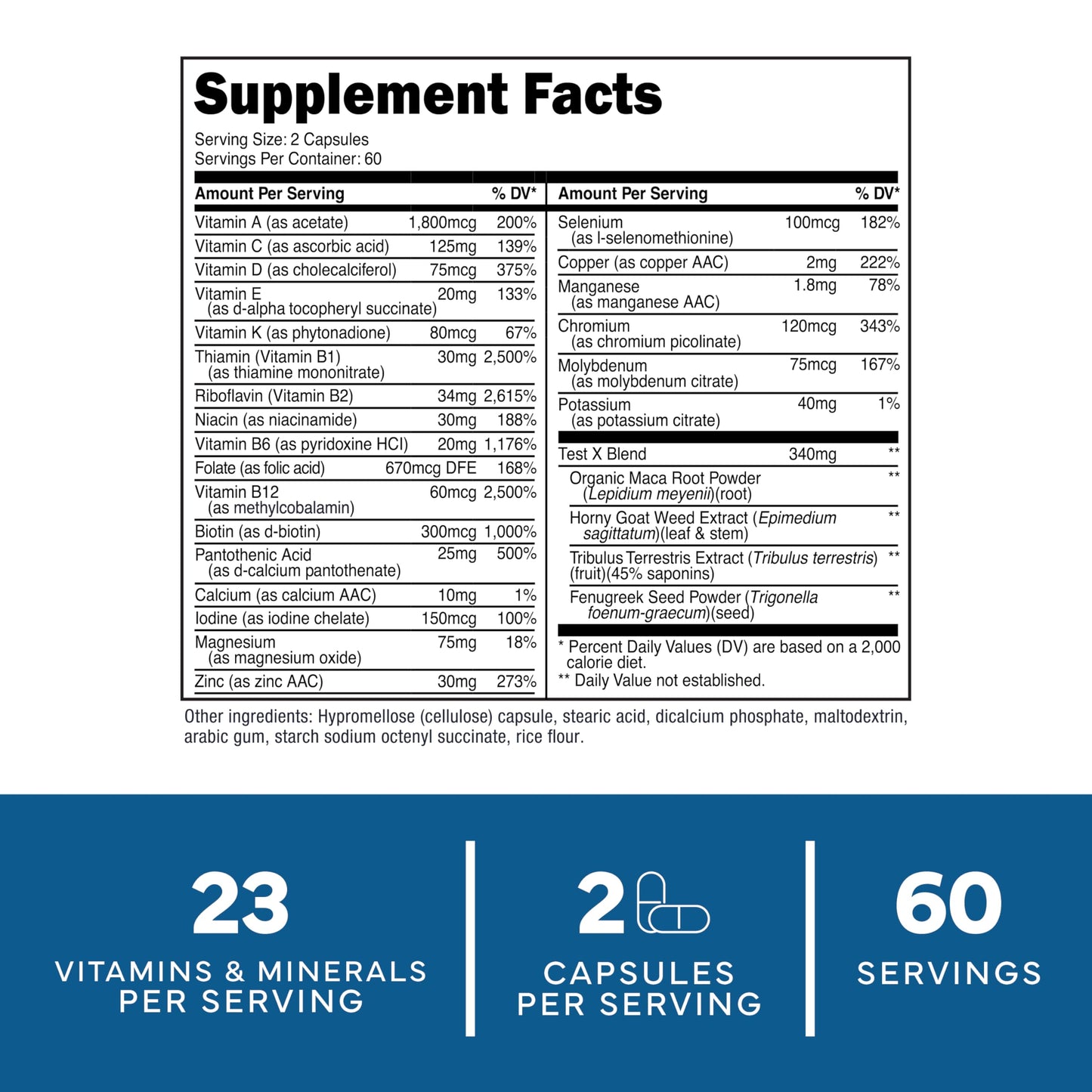 Type Zero Multivitamin Capsules for Men (120 Capsules) (1200 mg) - Gluten-Free, 60 Servings Type ZeroUS supplements