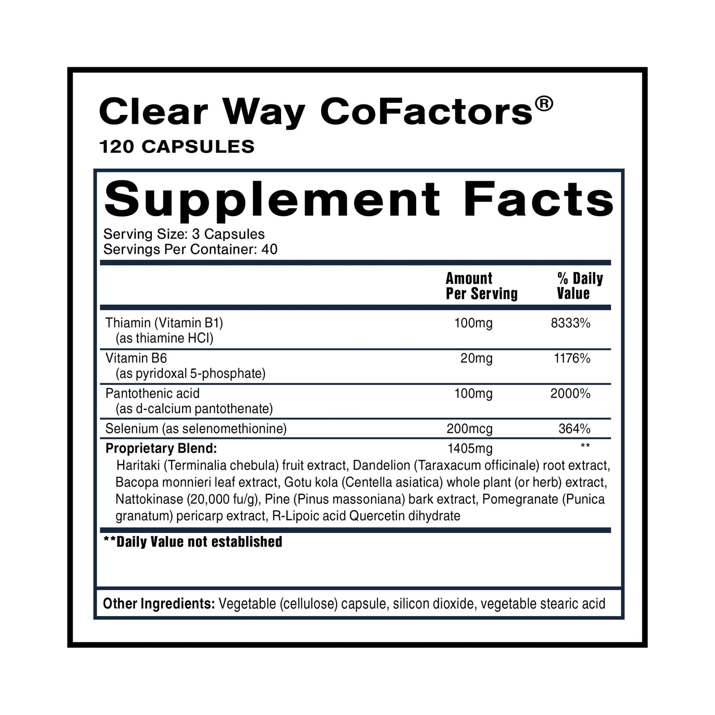 Quicksilver Scientific Clear Way Cofactors - Body Detox Cleanse Support with Vitamin B1, Dandelion Extract, Quercetin & Nattokinase Enzyme - Antioxidant Cleanse to Support Gut Health (120 Capsules) Quicksilver ScientificUS supplements