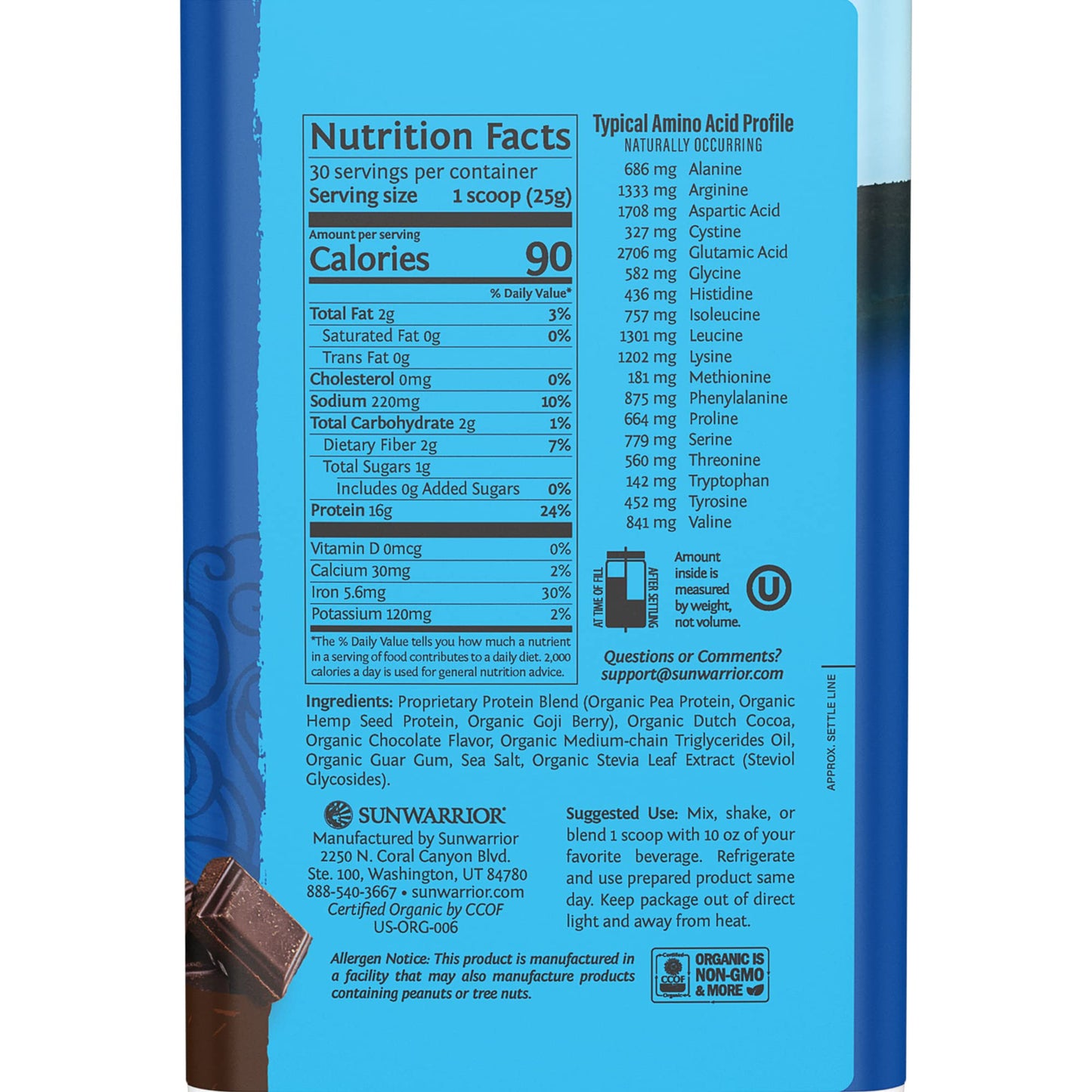 Vegan Organic Protein Powder Plant-based | BCAA Amino Acids Hemp Seed Soy SunwarriorUS supplements