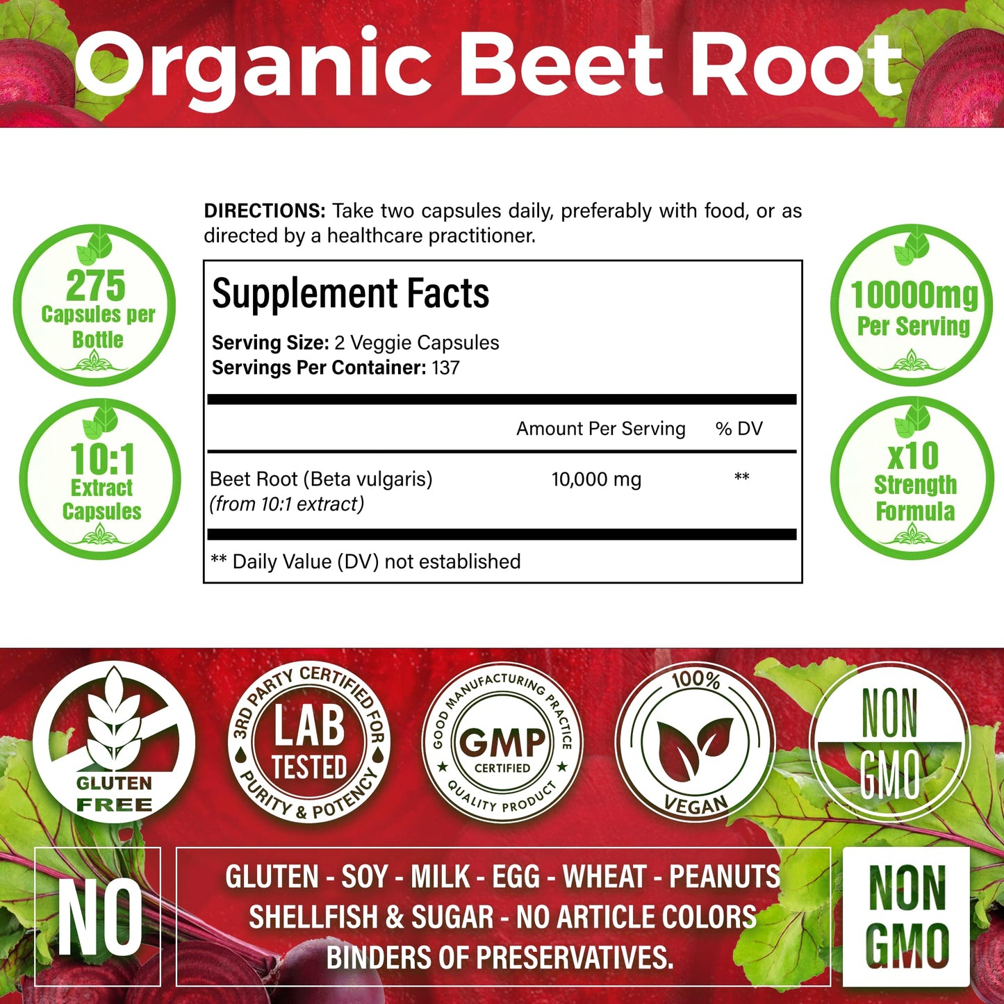 LaVitali 275 Beet Root Extract Capsules, 1000mg per Serving, High Concentrated Herbal LaVitaliUS supplements