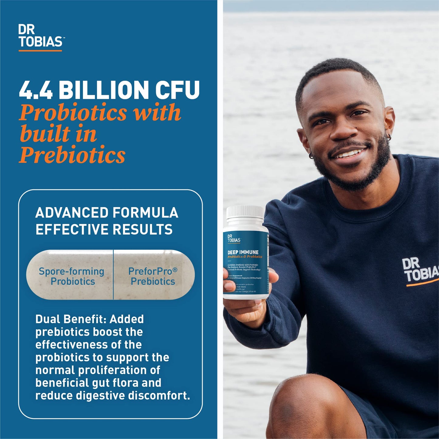 Dr. Tobias Deep Immune Probiotics & Prebiotics, 4.4 Billion CFU Probiotics for Women Dr. TobiasUS supplements