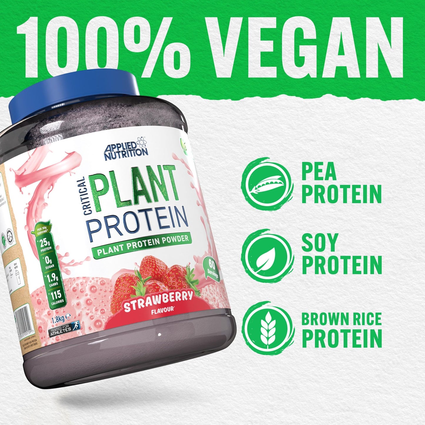 Applied Nutrition Plant Protein Powder – Critical Plant Vegan Protein Shake with SOYA Applied NutritionUS supplements