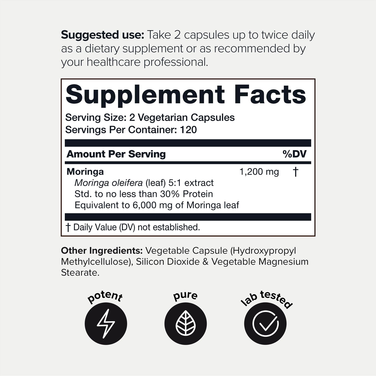 Highly Potent Full Spectrum Indian Moringa Extract - 30% Third-Party Tested Protein ToniiqUS supplements