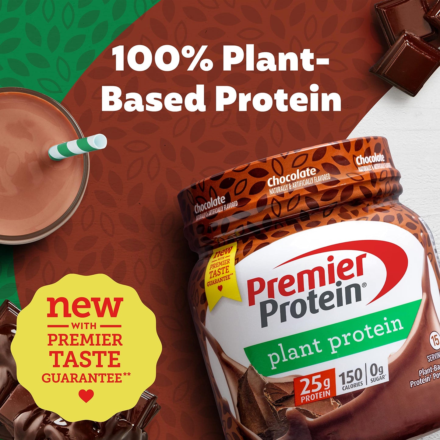 Premier Protein Powder Plant Protein, Chocolate, 25g Plant-Based Protein, 0g Sugar Premier ProteinUS supplements
