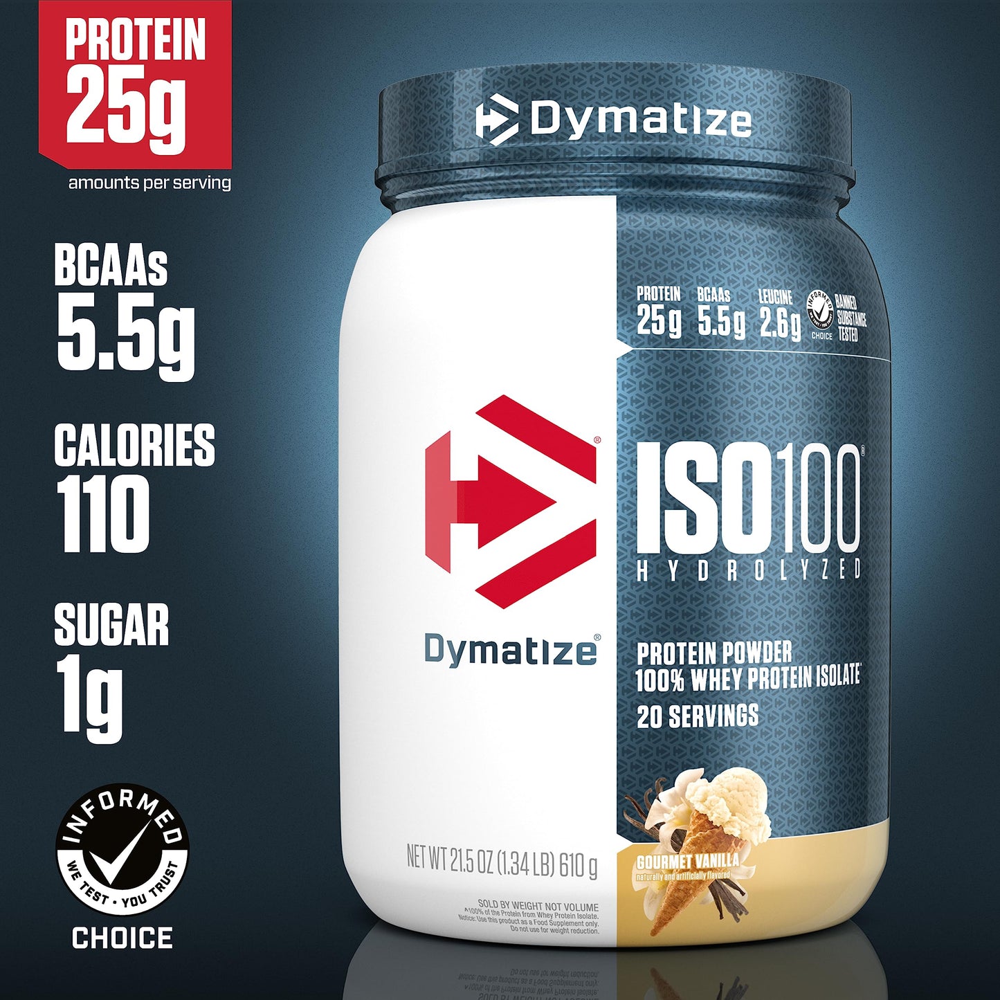 Dymatize ISO100 Hydrolyzed Protein Powder, 100% Whey Isolate , 25g of Protein, 5.5g DymatizeUS supplements