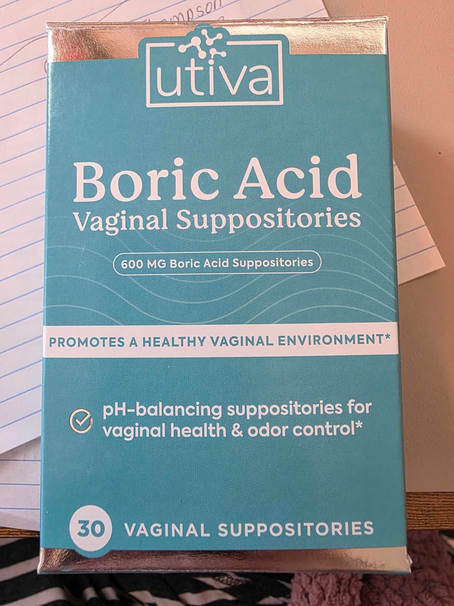 Szio+ Utiva Boric Acid Suppositories for Women - pH Balance - Feminine Care - 600mg Boric Acid to Lower pH and Support Vaginal Health, BV Treatment for Women, 30 Vaginal Suppositories Szio+US supplements