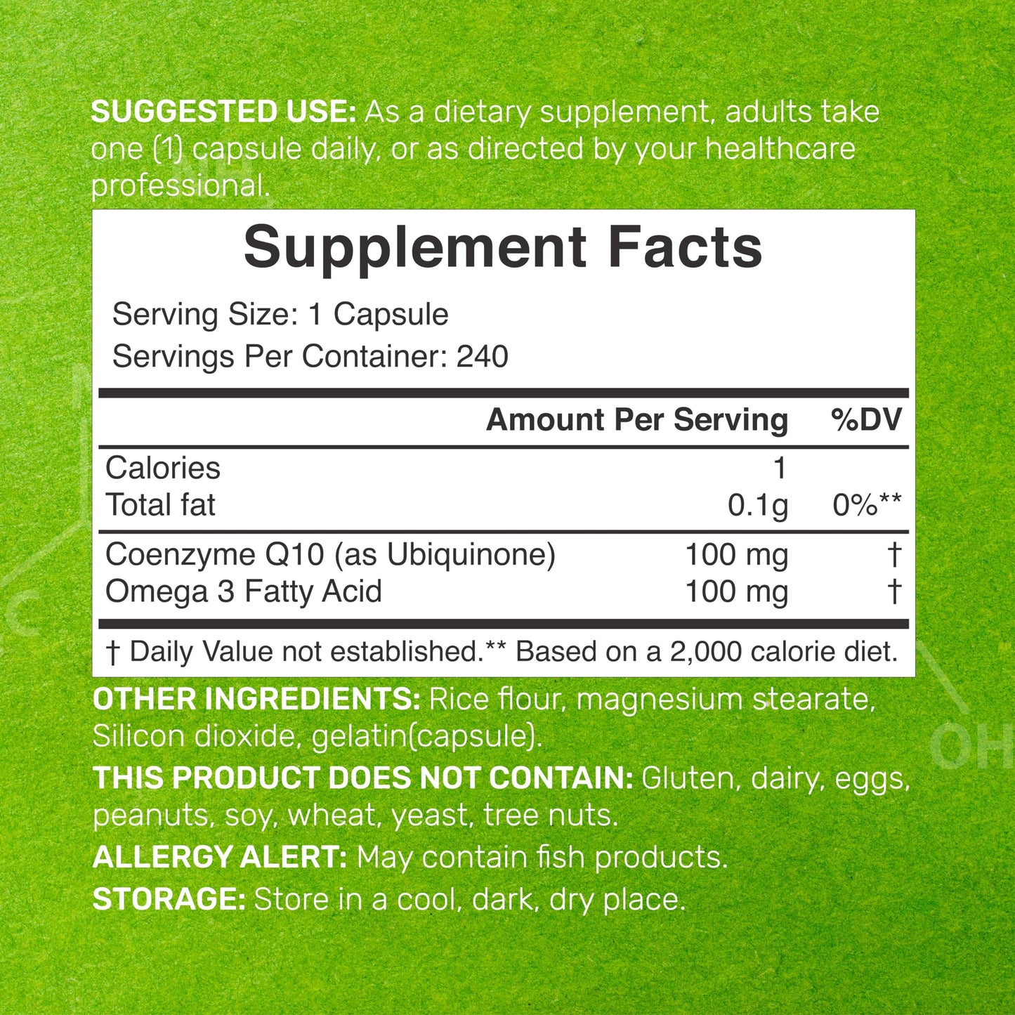 CoQ10 100mg, 240 Capsules – with Omega 3 Fatty Acid 100mg – Bioavailable Coenzyme DEAL SUPPLEMENTUS supplements