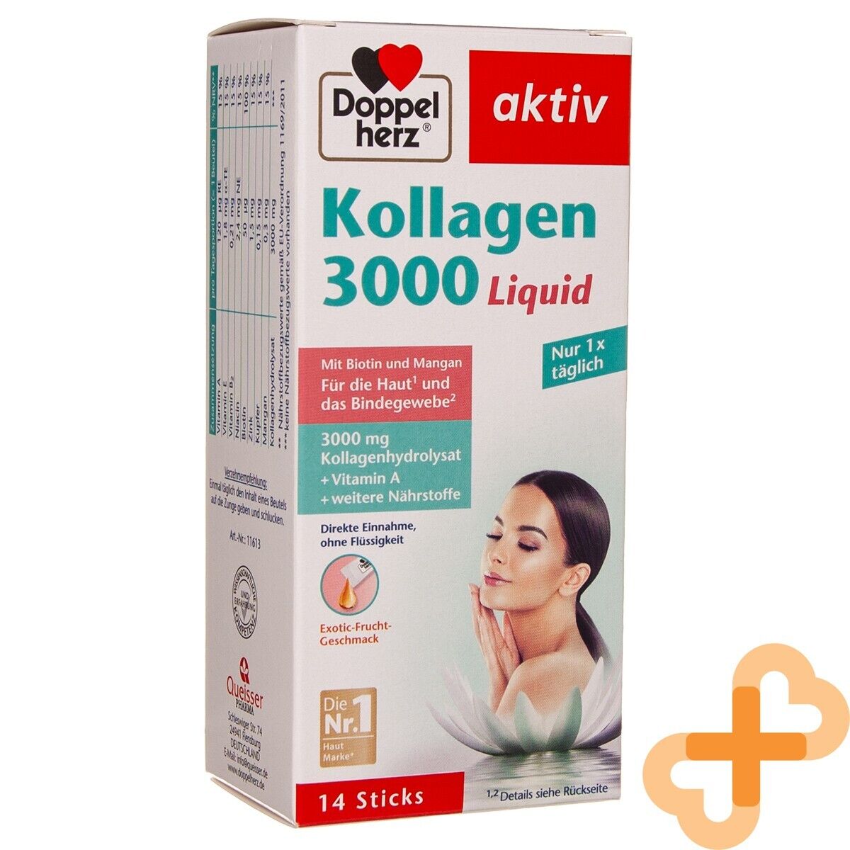 DOPPELHERZ AKTIV Kollagen 3000 Liquid Solution 14 Units Skin Supple DOPPELHERZUS supplements