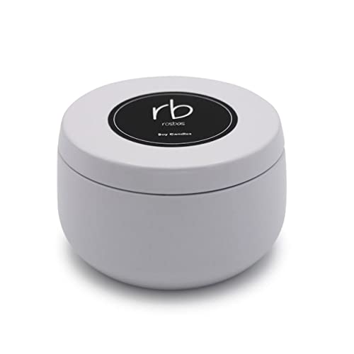 Rosbas Candle, Fraser Fir Scented, Natural Soy Wax, White Metallic Tin, 6 oz, Cotton Wick, Long Burn Time rosbasAu supplements