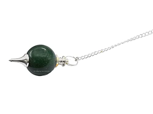 Green Aventurine Crystal Ball Pendulum for Divination - Dowsing Pendulum Necklace with Chain Amazing GemstoneAu supplements
