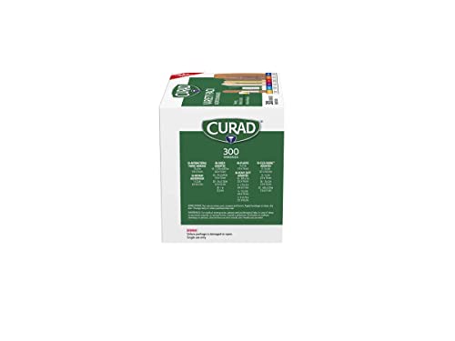 Curad Assorted Bandages Variety Pack 300 Pieces, Including Antibacterial CuradAu supplements