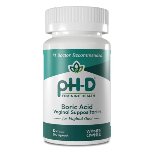 pH-D Feminine Health - 600 mg Boric Acid Suppositories - Woman Owned - for Vaginal Odor Use - 12 Count pH-D Feminine Health SupportAu supplements
