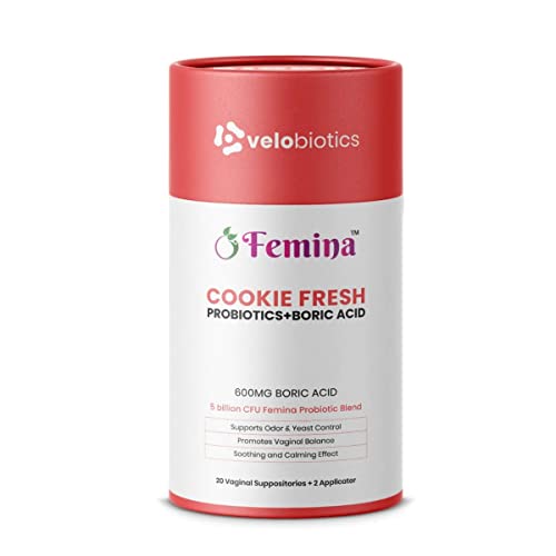 Femina Probiotics Cookie Fresh with 600mg Boric Acid for BV Control 20-Count with Applicator VelobioticsAu supplements