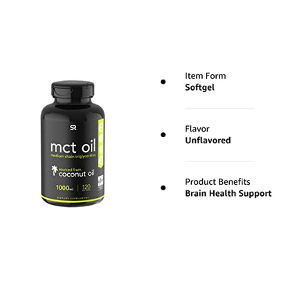 Sports Research Keto MCT Oil Capsules derived from Coconut Oil | Keto Fuel for The Brain Sports ResearchUS supplements