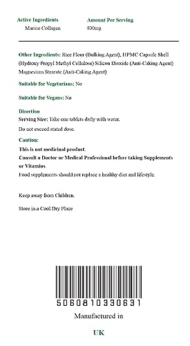 Nature's Vitality's Marine Collagen Capsules 400mg 180 Capsules 6 Months Supply Suitable Nature's Vitality'sAu supplements