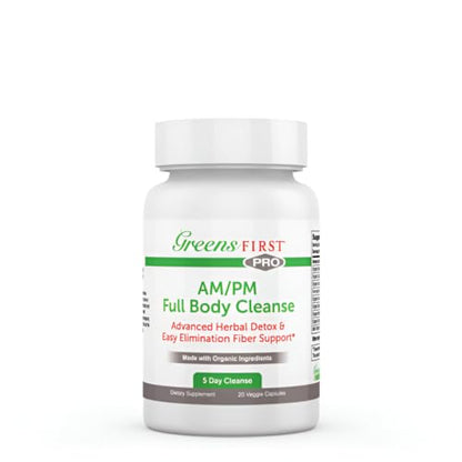 Greens First Full Body AM/PM Cleanse, 20 Veggie Capsules – Supplement for Natural Detox Greens FirstUS supplements