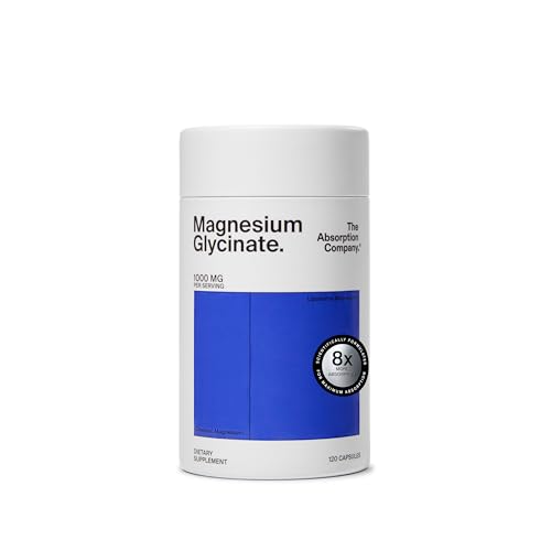 Magnesium Glycinate 1000mg - Liposomal Magnesium Bisglycinate for Max Absorption - Extra Strength to Support Body and Mind, Non-Laxative, Vegan, Gluten-Free - 120 Capsules The Absorption CompanyAu supplements