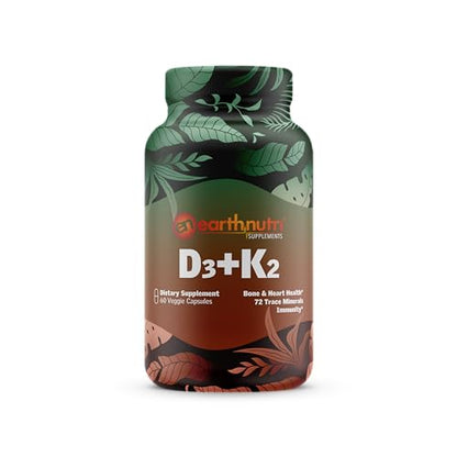 EarthNutri D3 + K2 Bone & Heart Health - 72 Trace Minerals, Vitamin D3 Vitashine, MENA EarthNutriUS supplements