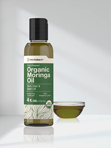 Organic Moringa Oil | 4 fl oz | for Face, Hair, and Skin | 100% Therapeutic Grade | Paraben HorbäachAu supplements