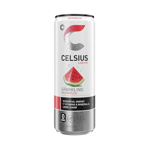 CELSIUS Sparkling Watermelon, Functional Essential Energy Drink 12 Fl Oz (Pack of 12) CELSIUSUS supplements