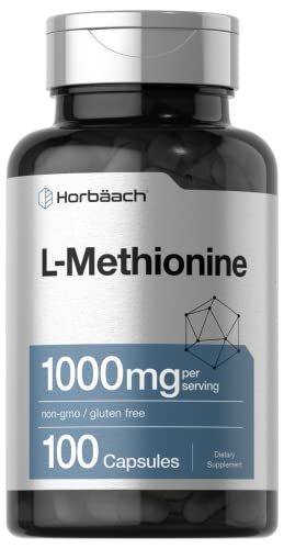 L Methionine 1000mg | 100 Capsules | Non-GMO, Gluten Free | Free Form Supplement HorbäachUS supplements