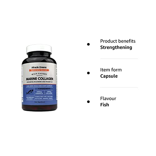 Marine Collagen 1400mg | 120 Capsules with Biotin, Hyaluronic Acid, Vitamin C, E, B2, Zinc, Copper & Iodine Miracle GreensAu supplements