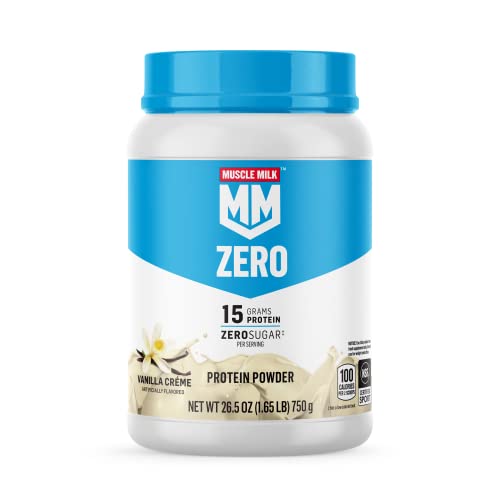 Muscle Milk ZERO, 100 Calorie Protein Powder, Vanilla, 15g Protein, 1.65 Pound, 25 Servings Muscle MilkUS supplements