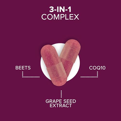 Qunol Beets Capsules for Blood Pressure Support, 3 in 1 Beets + CoQ10 + Grape Seed QunolUS supplements