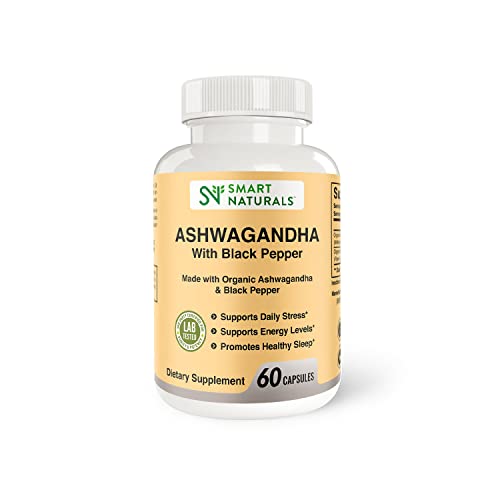 Smart Naturals Organic Ashwagandha with Black Pepper Herbal Supplements, Relieves Smart NaturalsAu supplements
