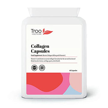 Troo Marine Collagen Supplement - 60 High Strength Capsules 1200mg Serving - Hydrolysed Marine Collagen Peptides with Vitamin C Troo Health CareAu supplements