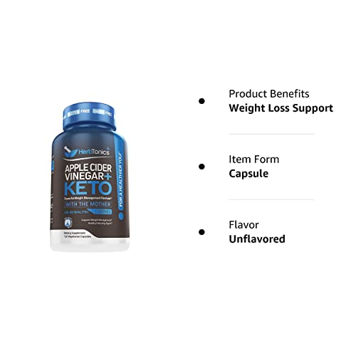 Herbtonics Apple Cider Vinegar Capsules Plus Keto BHB | Fat Burner & Weight Loss HerbtonicsUS supplements