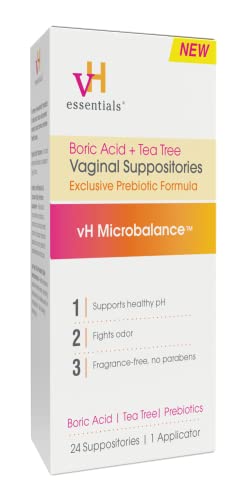 vH essentials Boric Acid + Tea Tree Vaginal Suppositories - Prebiotics Formula with Lactic Acid vH essentialsAu supplements