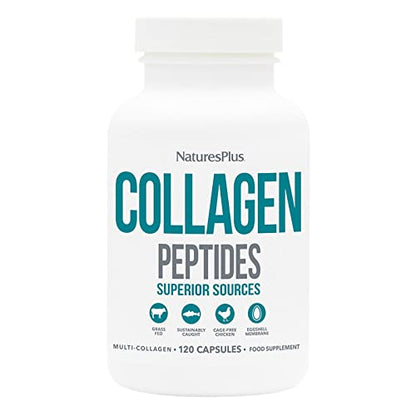 NaturesPlus Collagen Peptides Capsules - Premium Hydrolysed Collagen Supplement Type I, II, III, IV, V and X - Non-GMO, Gluten Free - 90 Capsules Nature's PlusUS supplements