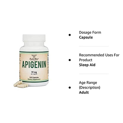 Apigenin Supplement - 50mg per Capsule, 120 Count (Powerful Bioflavonoid Found Double Wood SupplementsUS supplements