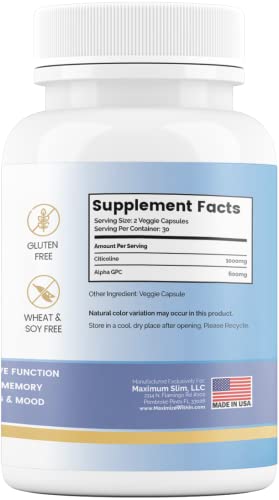 Maximize Within Alpha GPC + Citicoline 60 Ct, 1600mg Concentrated Formula- 99%+Highly Purified & Bioavailable Nootropic-Cognitive Enhancer, Supports Memory, Brain Function, Boosts Focus, Mood & Energy Maximize WithinAu supplements