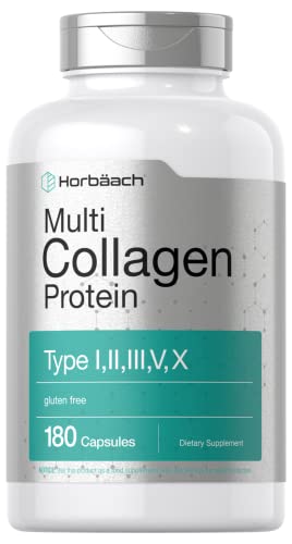 Multi Collagen Protein 2000 mg | 180 Capsules | Type I, II, III, V, X | Collagen Peptide Pills HorbäachUS supplements