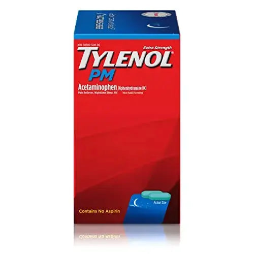 Tylenol PM Extra Strength Nighttime Pain Reliever Sleep Aid Caplets with Acetaminophen & Diphenhydramine HCl, Relief for Nighttime Aches & Pains, Travel Size, 50 Packs of 2 Caplets TylenolAu supplements