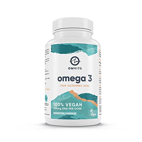 Omvits Vegan Omega 3 DHA from Algae Oil 1000mg - 60 Softgel Capsules with Vitamin E OmvitsUS supplements