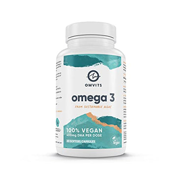 Omvits Vegan Omega 3 DHA from Algae Oil 1000mg - 60 Softgel Capsules with Vitamin E OmvitsUS supplements