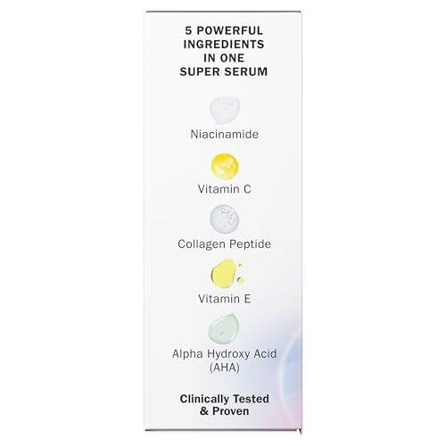 Olay Super Serum - Glow Serum for Face - Activated Niacinamide, Vitamin C & E, Collagen Peptide, AHA - 5-in-1 Benefits - Brightens, Hydrates, Smooths, Firms, Evens Tone, Proactive Anti-Aging, 1.7 Oz OlayAu supplements
