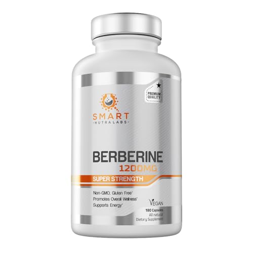 Premium Berberine HCL 1200mg- 180 Vegan Capsules, 100% Pure Berberin Smart Nutra LabsUS supplements